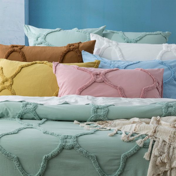 Renee Taylor Moroccan 100% Cotton Chenille Vintage washed Tufted Quilt cover set Sage Supply