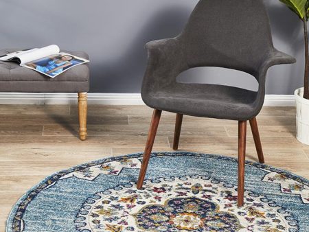 Babylon 202 Round Rug (Blue) by Rug Culture Fashion