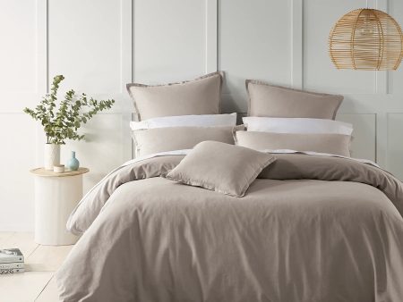 Wellington Oatmeal Linen Blend Quilt Cover Set by Bianca Cheap