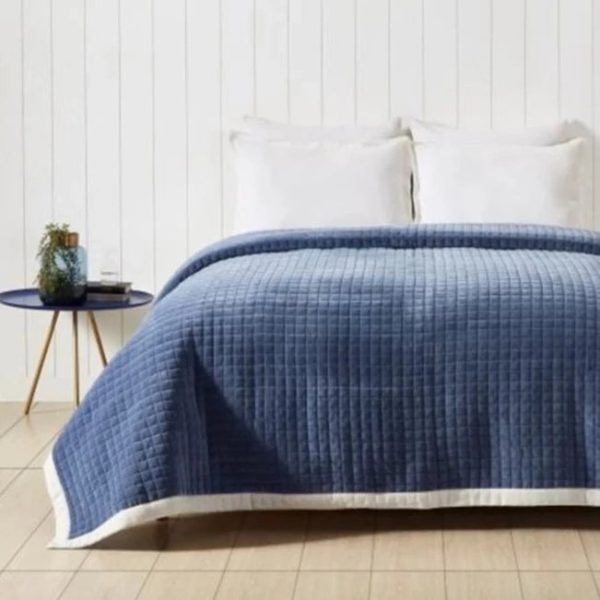 Private collection Limited Edition Box Denim Blue Coverlet Online Sale