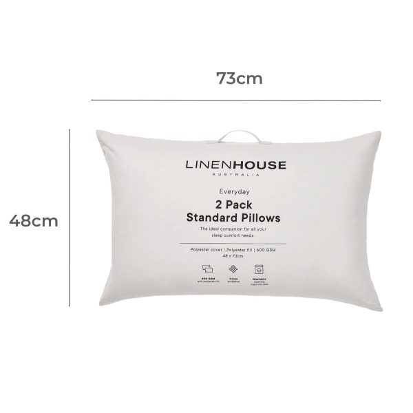 Everyday Washable Standard 2 Pack Pillow Pair 600gsm by Linen House Discount