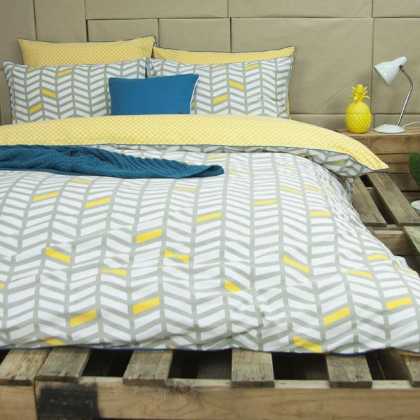 Banyan Grey  Yellow Quilt Cover Set by Ardor Online now