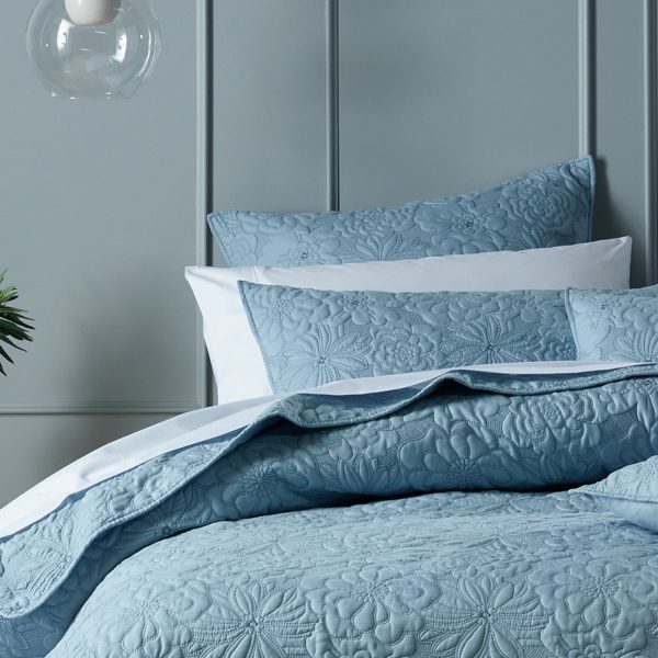 Sabrina European Pillowcase Provincial Blue by Bianca For Sale