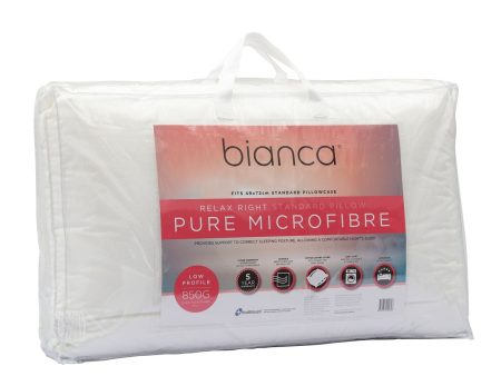 Relax Right 850gm Pure Microfibre Fill Low Profile Pillow by Bianca For Discount