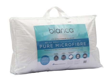 Relax Right Pure Microfibre Pillow High Profile 1200g by Bianca Cheap