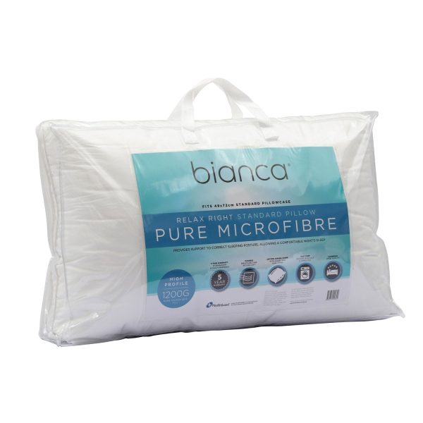 Relax Right Pure Microfibre Pillow High Profile 1200g by Bianca Cheap