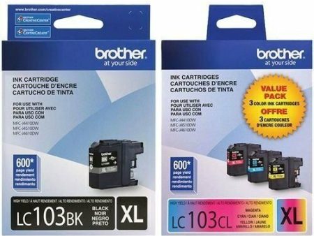 New Genuine Brother LC103XL Black, Cyan, Magenta & Yellow Ink Cartridges Supply