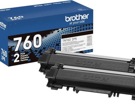 Genuine Brother TN760 High Yield Black Toner Cartridge, TN760BK 2-Pack Online Hot Sale