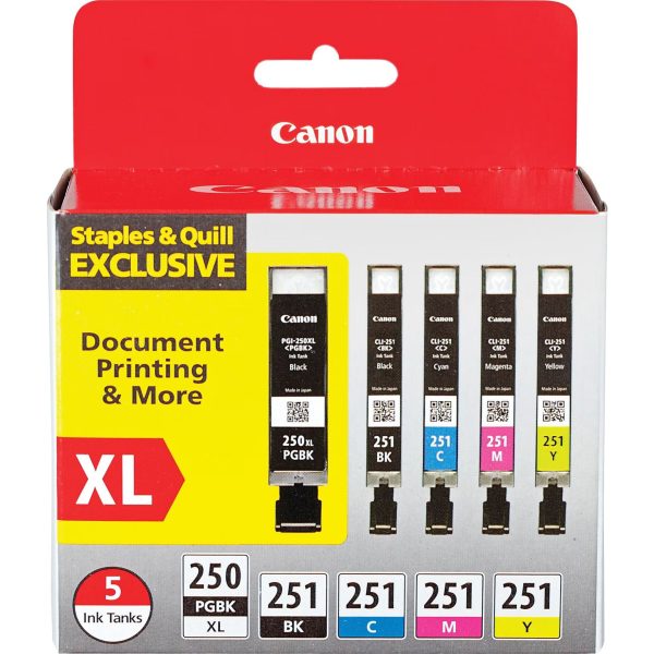 Canon PGI 250 XL251 Black & Color Ink Cartridge ( 5 Pack) Fashion