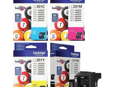 New Genuine Brother LC201 Black, Cyan, Magenta, Yellow Ink Cartridges Cheap