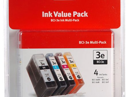 Original Canon BCI-3e Black, Cyan, Magenta & Yellow Ink Cartridges Hot on Sale