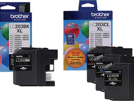 Brother LC203XL High Yield Black   3 Color  Ink Cartridge (4-Pack) Hot on Sale