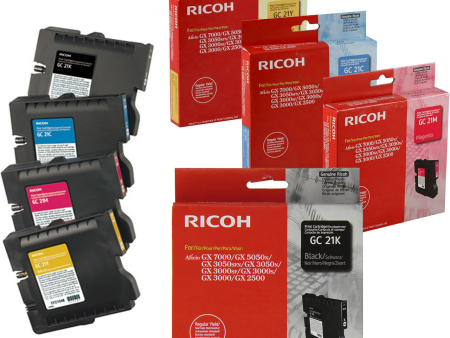 Ricoh GC21 Black, Cyan, Magenta, Yellow Ink Cartridge Online now