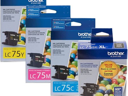 Original Brother LC75 Black, Cyan, Magenta, Yellow Ink Cartridges Online Hot Sale