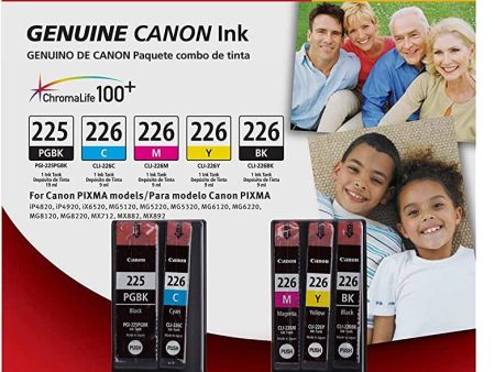 Canon 1 PGI-225 Black   CLI-226 1 Black and 3 Colors 5-Pack Ink Cartridge Supply