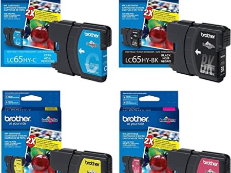 Original Brother LC65 Black, cyan, Magenta, Yellow Ink Cartridges Fashion