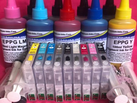 R2400 REFILLABLE CARTRIDGES + 900ml PIGMENT INK EPSON STYLUS PHOTO R2400 NON OEM For Discount