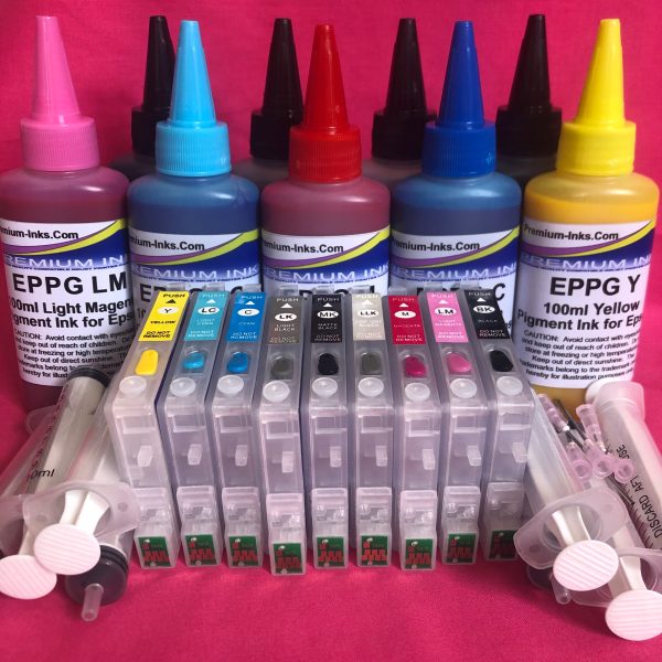 R2400 REFILLABLE CARTRIDGES + 900ml PIGMENT INK EPSON STYLUS PHOTO R2400 NON OEM For Discount