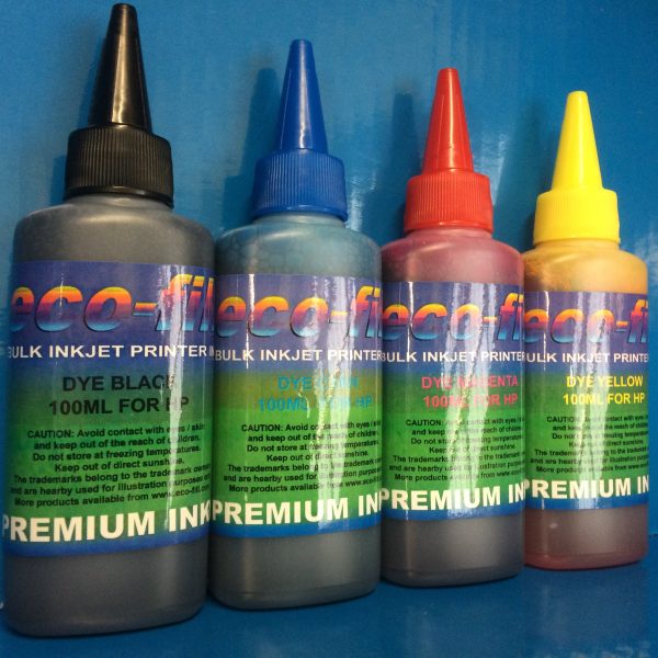 4X100ML ECO-FILL DYE REFILL INK FOR HP PRINTERS NON OEM Sale