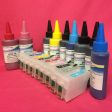 R3000 REFILLABLE CARTRIDGES + 900ml PIGMENT INK EPSON STYLUS PHOTO R3000 NON OEM For Sale