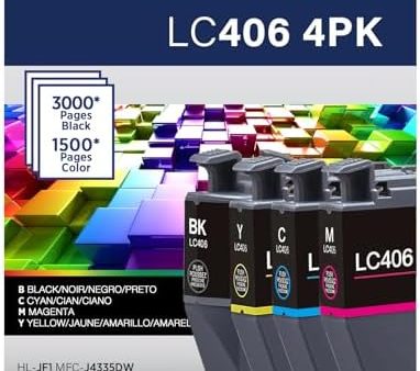 Original Brother LC406 Black and Color Ink Cartridges-4 pack Cheap