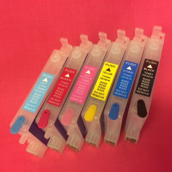 T0481-6 REFILLABLE EMPTY CARTRIDGES EPSON T0481 T0482 T0483 T0484 T0485 T0486 Non OEM Fashion