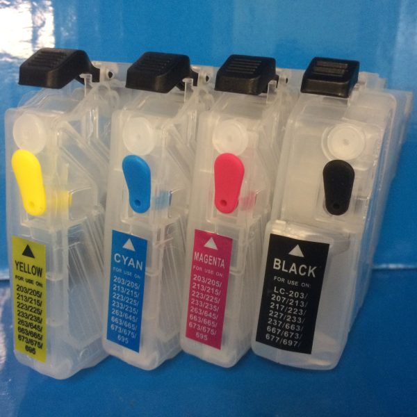 4 REFILLABLE PRINTER CARTRIDGES TO REPLACE BROTHER LC223 LC 223 Non OEM Cheap