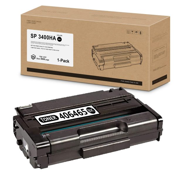 Ricoh SP 3400HA Black Toner Cartridge, 406465 Hot on Sale