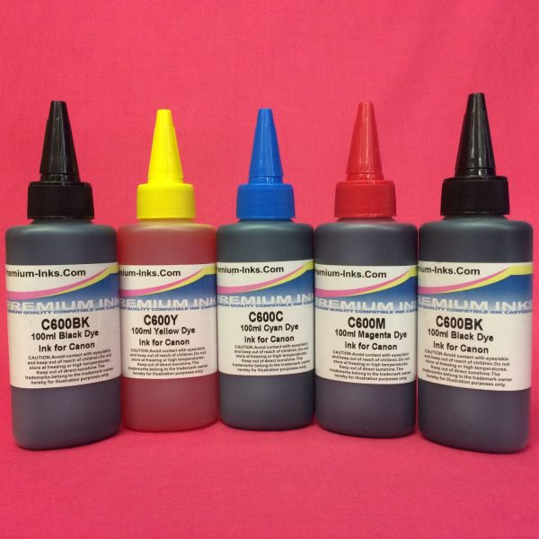 5x100ml DYE REFILL INK CANON PIXMA PRINTERS Non OEM Fashion