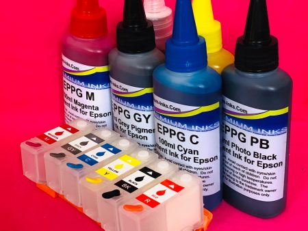 378 478 XL REFILLABLE CARTRIDGES + 600ML PIGMENT INK Epson Expression Premium XP 15000 Non OEM For Cheap