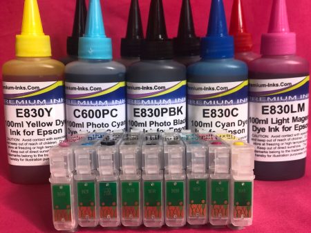 R2880 REFILLABLE CARTRIDGES + 900ml DYE INK EPSON STYLUS PHOTO R2880 NON OEM Cheap