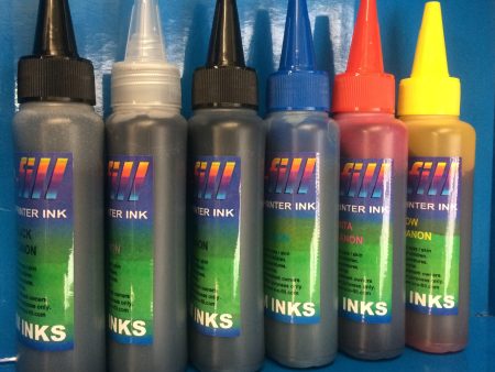 6X100ML ECO-FILL DYE PIGMENT REFILL INK FOR CANON PIXMA PRINTERS NON OEM For Sale