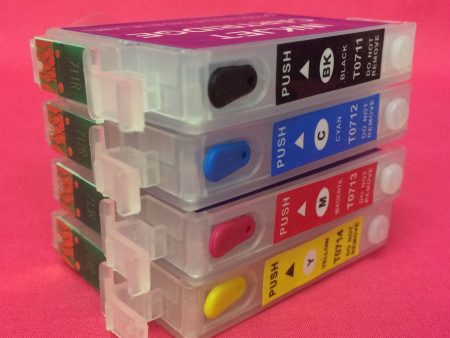 T0711-4 REFILLABLE EMPTY CARTRIDGES FOR EPSON T0711 T0712 T0713 T0714 Non OEM Hot on Sale