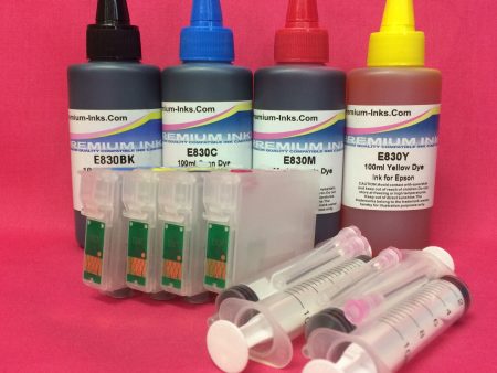 T1281-4 REFILLABLE CARTRIDGES + 4X100ML REFILL INK EPSON S22 SX225W ETC. Non OEM For Sale