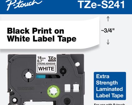 Genuine Brother TZe-S241 Labelling Tape Cassette – Black on White, 18mm wide Fashion