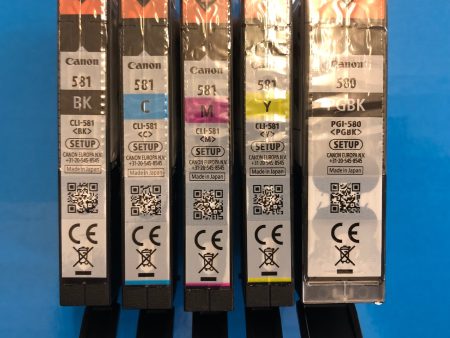 Set (5) Genuine Canon Starter Replacement PGI-580 BK CLI-581 BK C M Y Ink Cartridges Online Sale