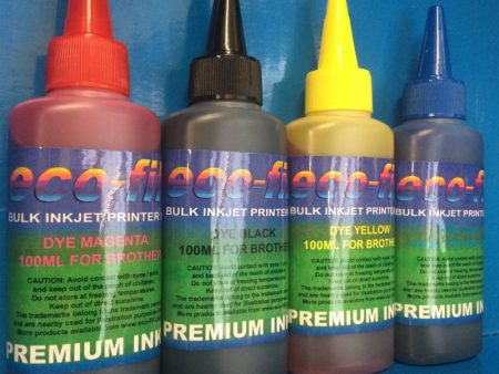 4X100ML ECO-FILL DYE REFILL INK FOR BROTHER PRINTERS NON OEM on Sale