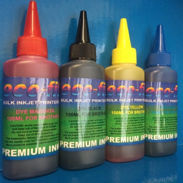 4X100ML ECO-FILL DYE REFILL INK FOR BROTHER PRINTERS NON OEM on Sale