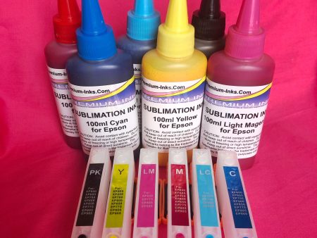 SUBLIMATION INK + REFILLABLE CARTRIDGES REPLACE EPSON 24 24XL XP-55 XP970 NON-OEM Online Sale