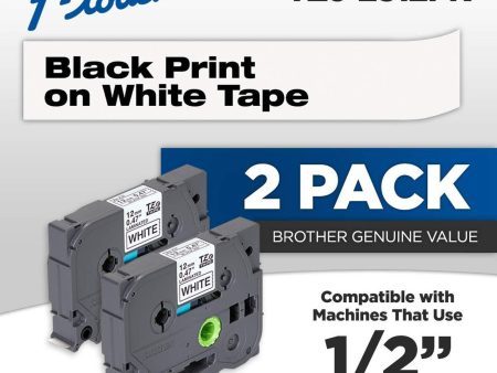 Genuine Brother TZe-2312PK 1 2 In. Black on White P-Touch Label Tape 2 Pack Online Hot Sale