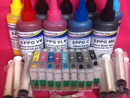 R2880 REFILLABLE CARTRIDGES + 900ml PIGMENT INK EPSON STYLUS PHOTO R2880 NON OEM Cheap