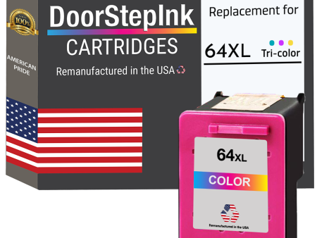 DoorStepInk Brand for HP 64XL (N9J91AN) Tri-Color Remanufactured in the USA Ink Cartridges Cheap