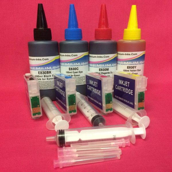 T1291-4 REFILLABLE CARTRIDGES + 4X100ml INK FOR EPSON WORKFORCE WF 7015 7515 7525 3010DW ETC. Non OEM Online Hot Sale