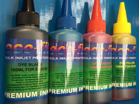 4X100ML ECO-FILL REFILL INK FOR EPSON WORKFORCE HOME EXPRESSION PREMIUM STYLUS COLOR PRINTERS NON OEM For Sale