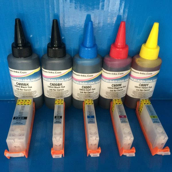 5 Refillable Canon Pixma Cartridge 500ml Ink iP7250 MG 5450 6350 PGI 550 CLI 551 Discount