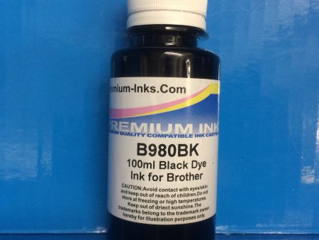 2x 100ml BLACK BOTTLES DYE REFILL INK FOR BROTHER Non OEM Cheap