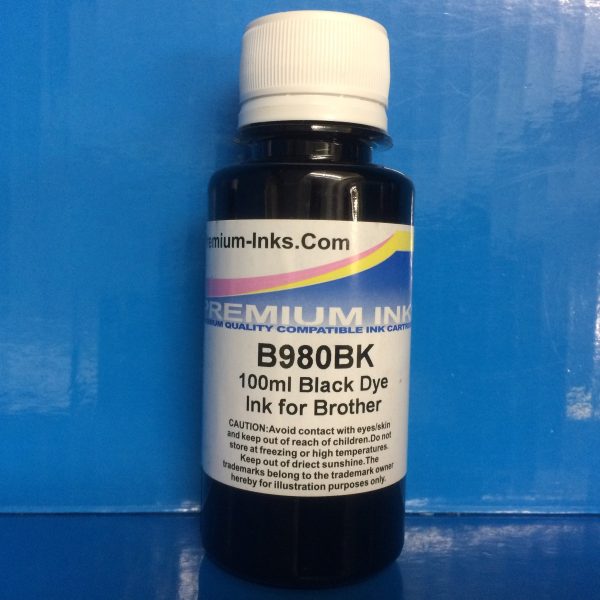 2x 100ml BLACK BOTTLES DYE REFILL INK FOR BROTHER Non OEM Cheap