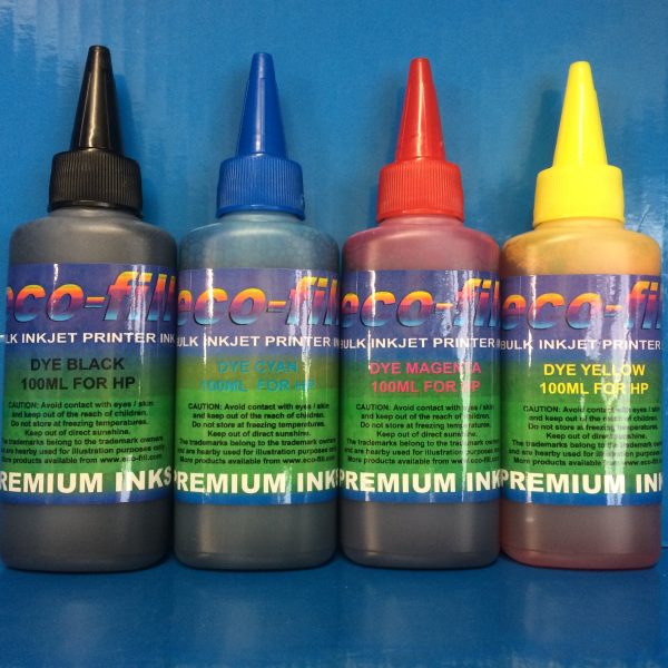 4X100ML ECO-FILL DYE REFILL INK FOR HP PRINTERS NON OEM Sale