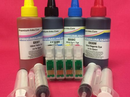 T1291-4 REFILLABLE CARTRIDGES + 4X100ml INK FOR EPSON WORKFORCE WF 7015 7515 7525 3010DW ETC. Non OEM Online Hot Sale