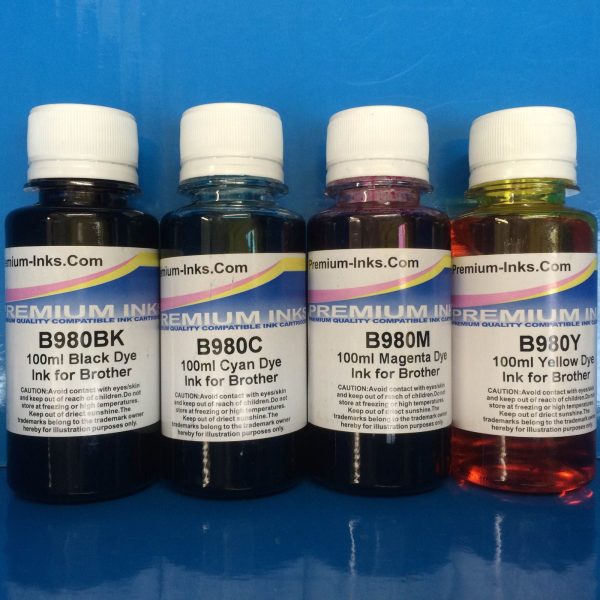 4X100ml DYE REFILL PRINTER INK FOR REFILLING BROTHER LC223 LC 223 CARTRIDGES Non OEM For Sale